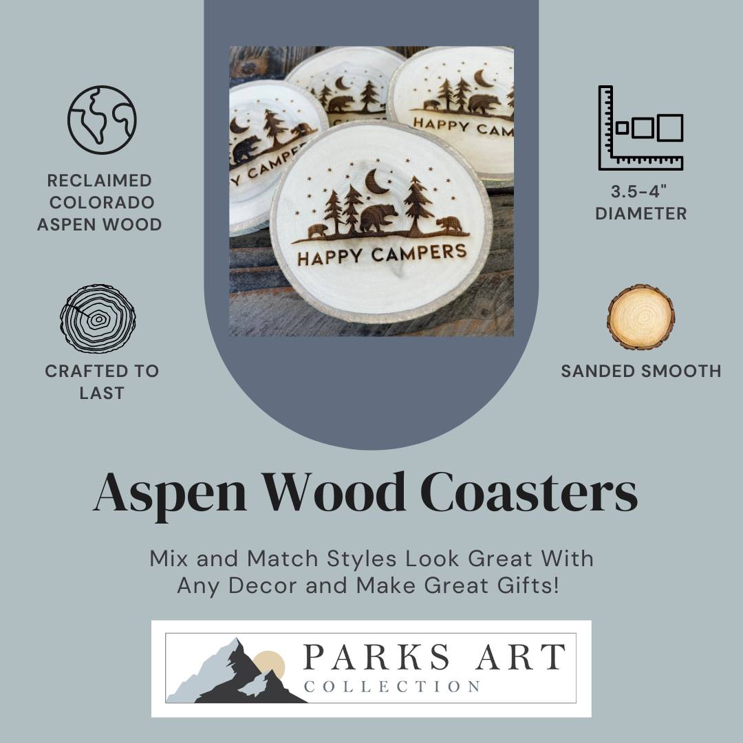 Parks Art Collection - Wholesale Coasters - Bison Coaster, Aspen Wood, Laser Engraved, Buffalo Art6