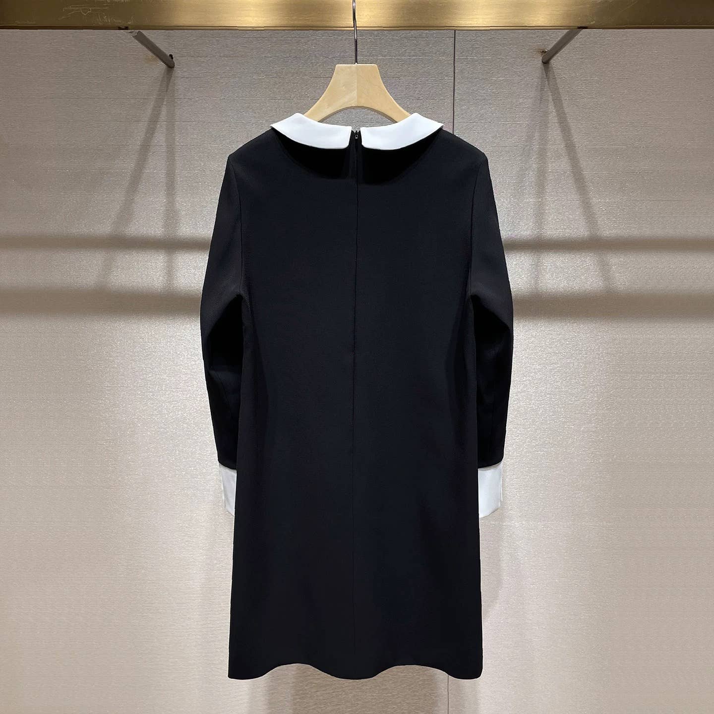 Sort DR855Y Efterårskontrastkrave Figursyet Sort Kjole til Kvinder for engroshandel på Faire1