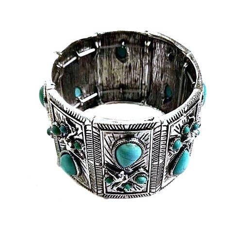 Western Turquoise Stone Stretch Bracelet for wholesale by Snowing West