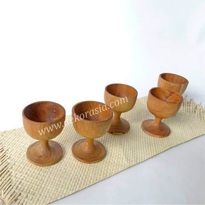 Teak Wine Goblet Diameter 3 Inches x Height 4 to 4.8 inches - Kitchenware | Free Shipping for wholesale by Dekor Asia Indonesia