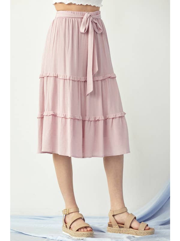 Doe and Rae - Wholesale Skirt - Women's - Ruffle Skirt With Waist Band - 6259S