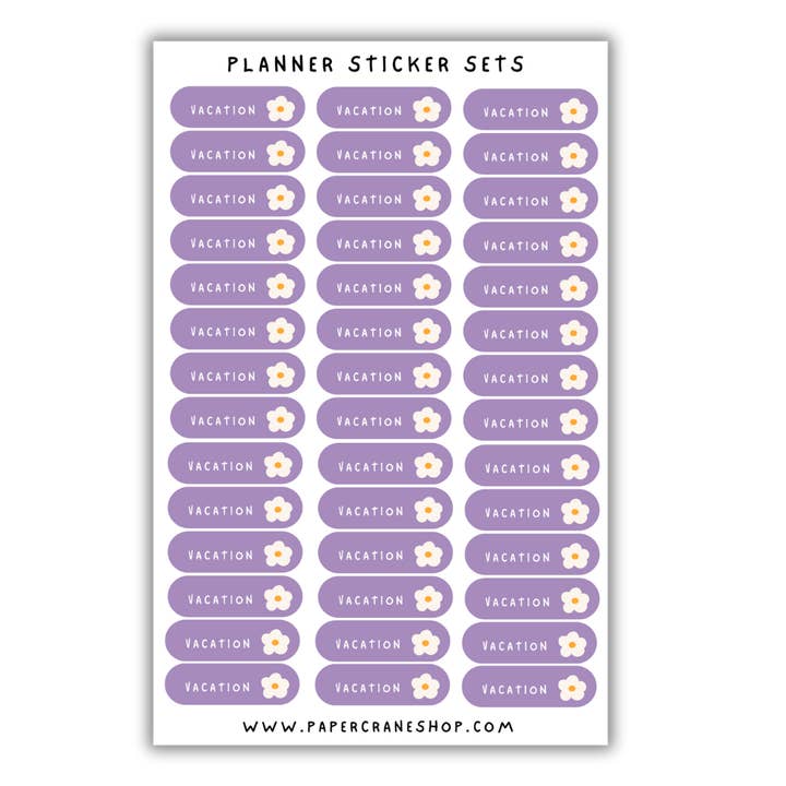 Cutesy Planner Sticker Set - Vacation for wholesale by Paper Crane Shop
