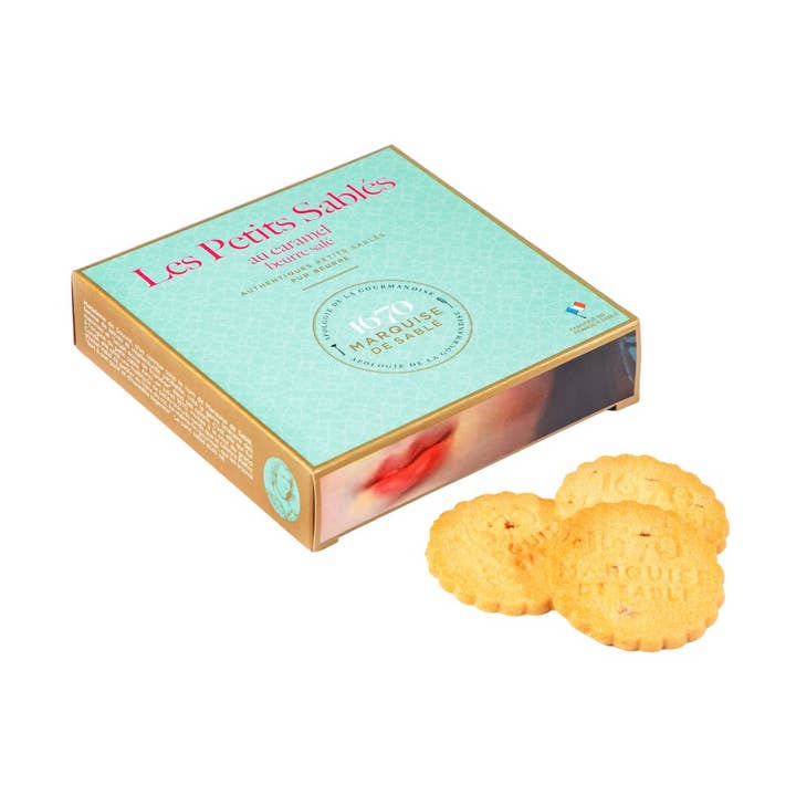 Saltkola shortbread-kakor i låda för wholesale av LA SABLESIENNE