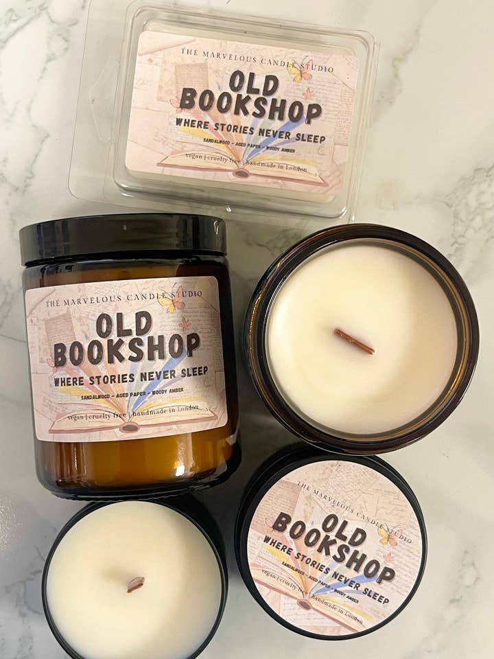 Old Bookshop Candle | Cozy Library Candle for Readers for wholesale by Marvelous Candle Studio