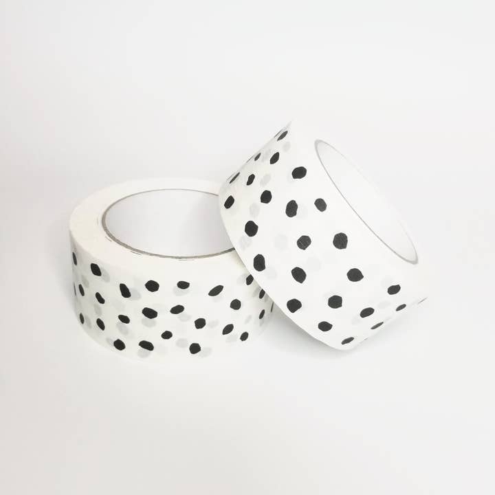 Tissue & Tape – wholesale Tape – Black polka dots on white paper | Packaging tape - 50mm1