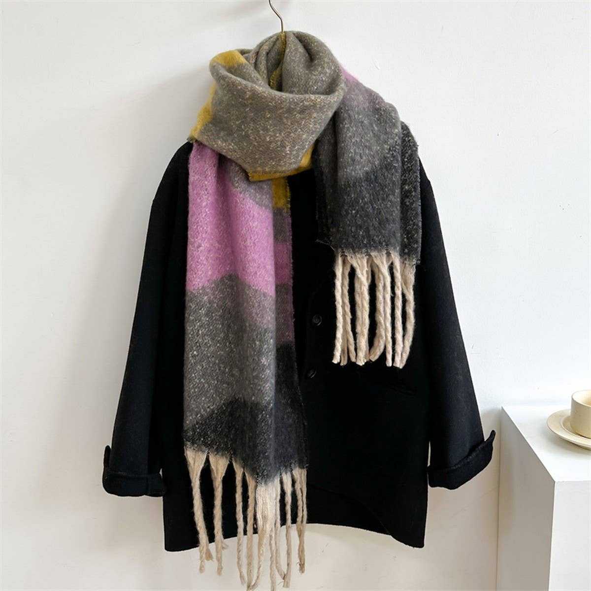 ACCITY - Wholesale Scarf - Women's - Colorblock Winter Scarf - Thick Warm Unisex Wrap_CWASC09698