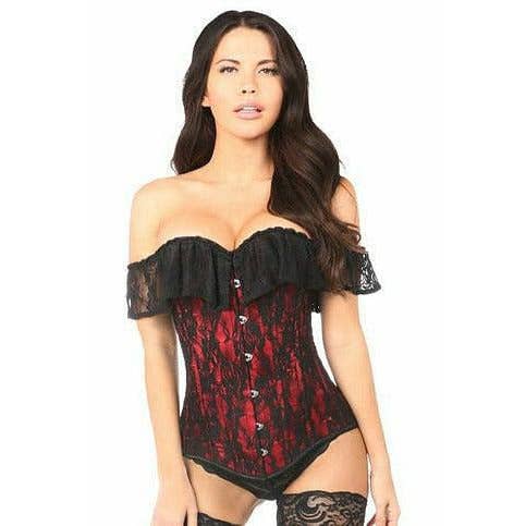 påkostad röd spets Off Shoulder Korsett för wholesale av Daisy Corsets