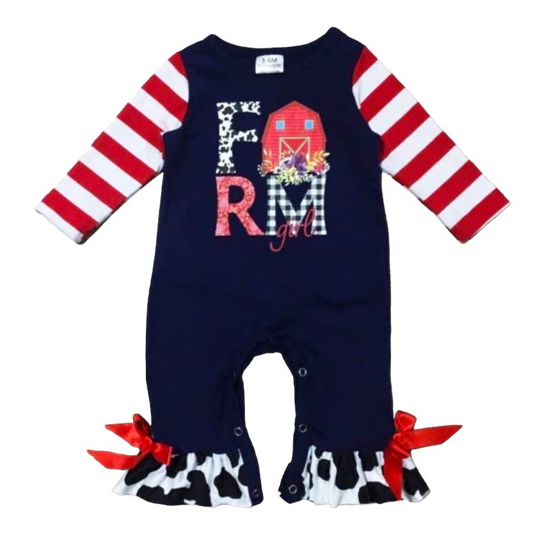 AnnLoren - Wholesale Rompertje - Baby - Kleding voor babymeisjes CowGirl Barn Romper Western Apparel