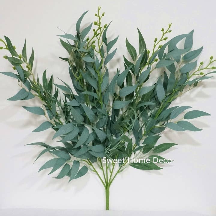 Sweet Home Deco - Wholesale Artificial Plant - 20'' Silk Eucalyptus Leaves Bush, Fake Seeded Eucalyptus