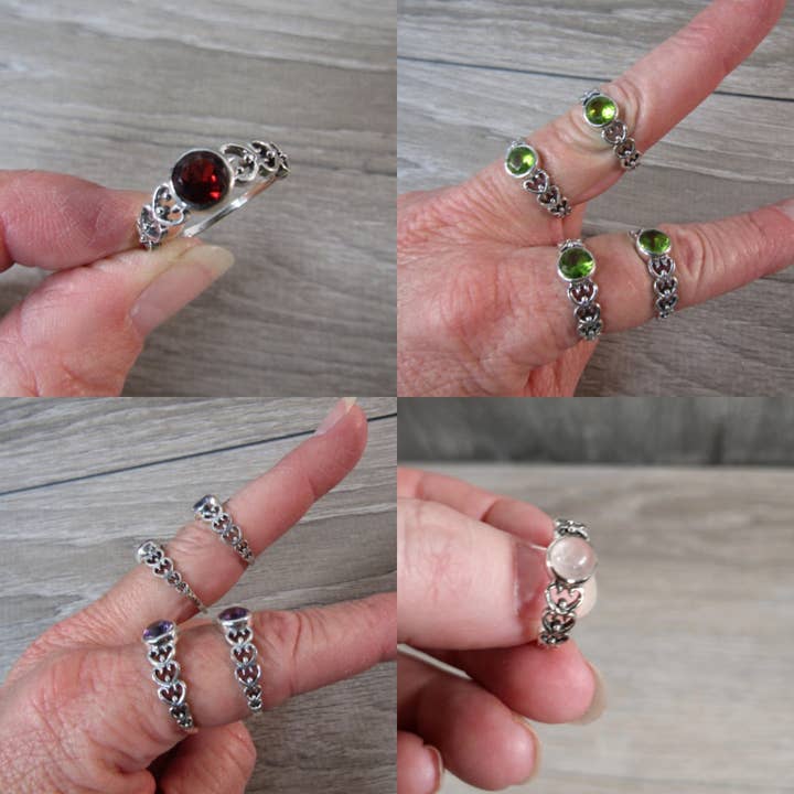 Sterling Silver Heart Ring With Gemstone for wholesale by Keystone Crystals