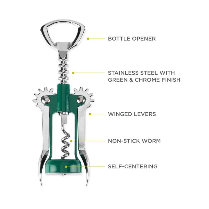 TRUE - Wholesale Bottle/Wine Opener - Soar Chrome Finish Winged Corkscrew ASSORTED COLORS13