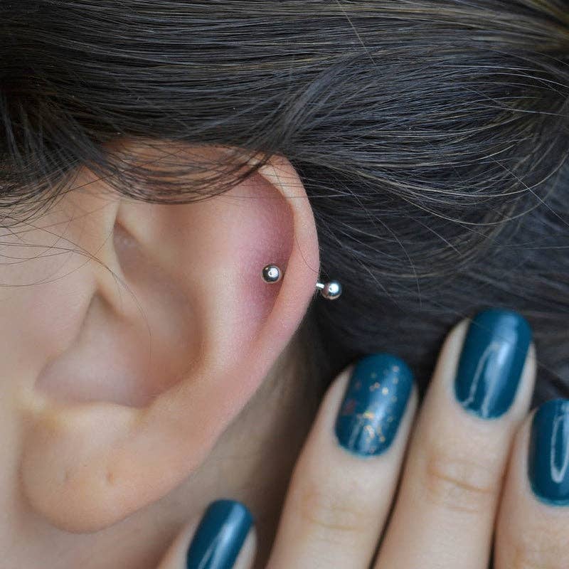 StockJWL - Wholesale Single Earring - Eyebrow Bar Piercing Curved Barbell Vertical Labret Piercing Rook Daith Cartilage Helix Tragus 6mm 8mm 10mm 12mm7