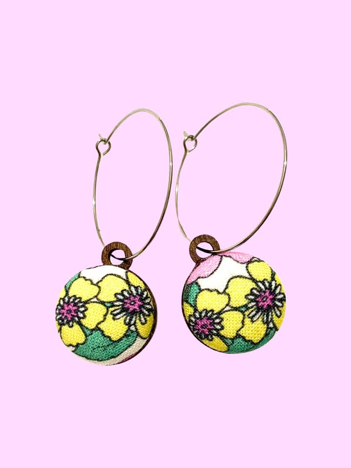 Big Everyday Hoops- Garden (Reversible) for wholesale by Botón de Azúcar