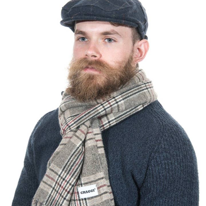 Mens Sand Red Check Scarf Supersoft Gift Packaged for wholesale by CRAGGI