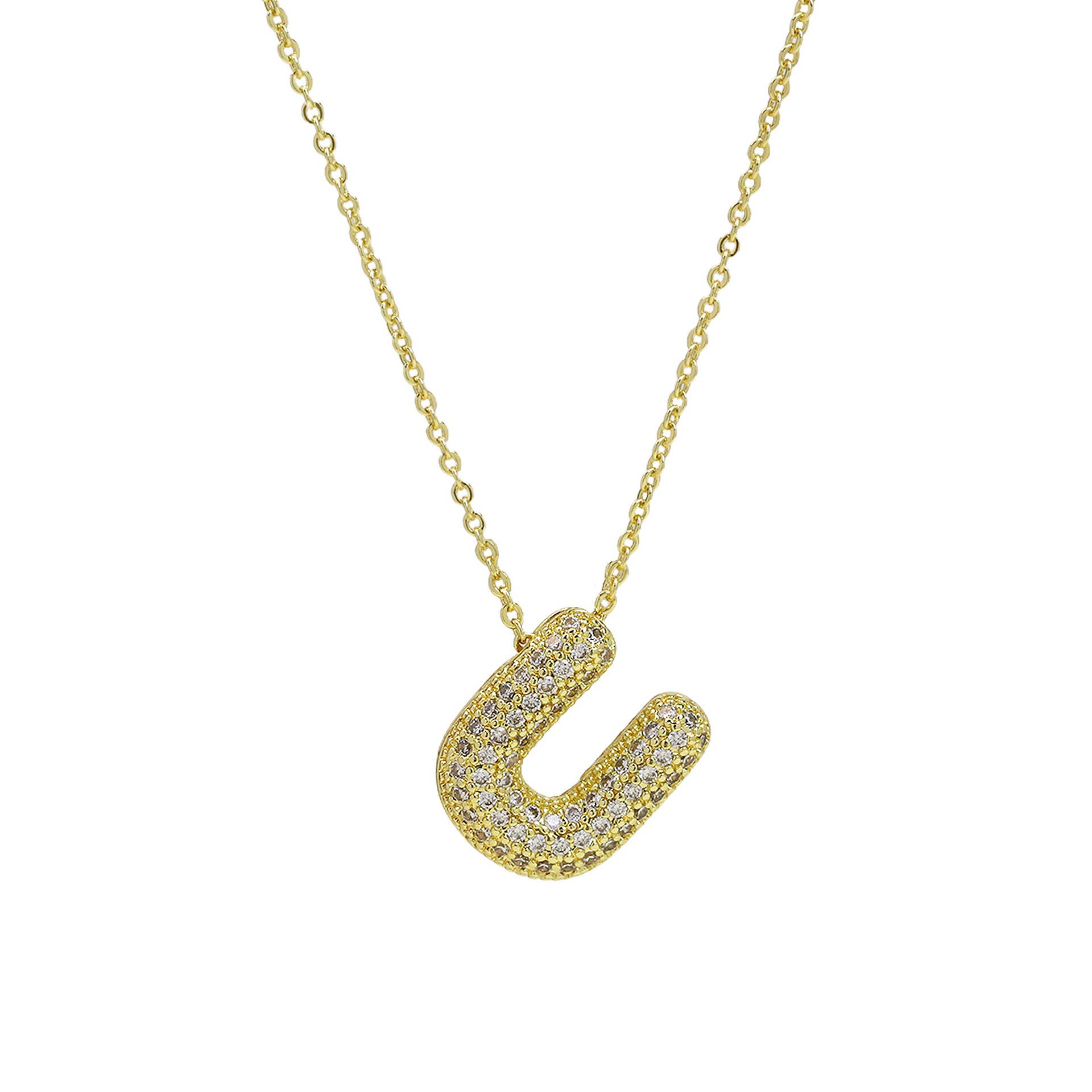 Savvy Bling - Wholesale Pendant/Charm Necklace - Initial CZ Balloon Bubble 18K Gold Necklace52