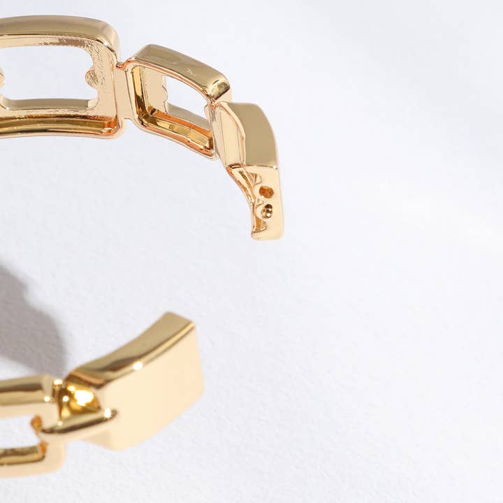 Fashion City - Wholesale Bangle bracelet - Square Chain Gold&Rhodium Plated Bangle Bracelet2