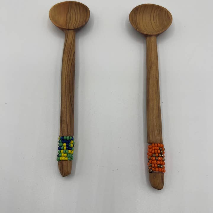 KENYAN SAFARI DESIGNS – Colher de cozinha por atacado – Colher 6 Polegadas em Madeira Com Contas1