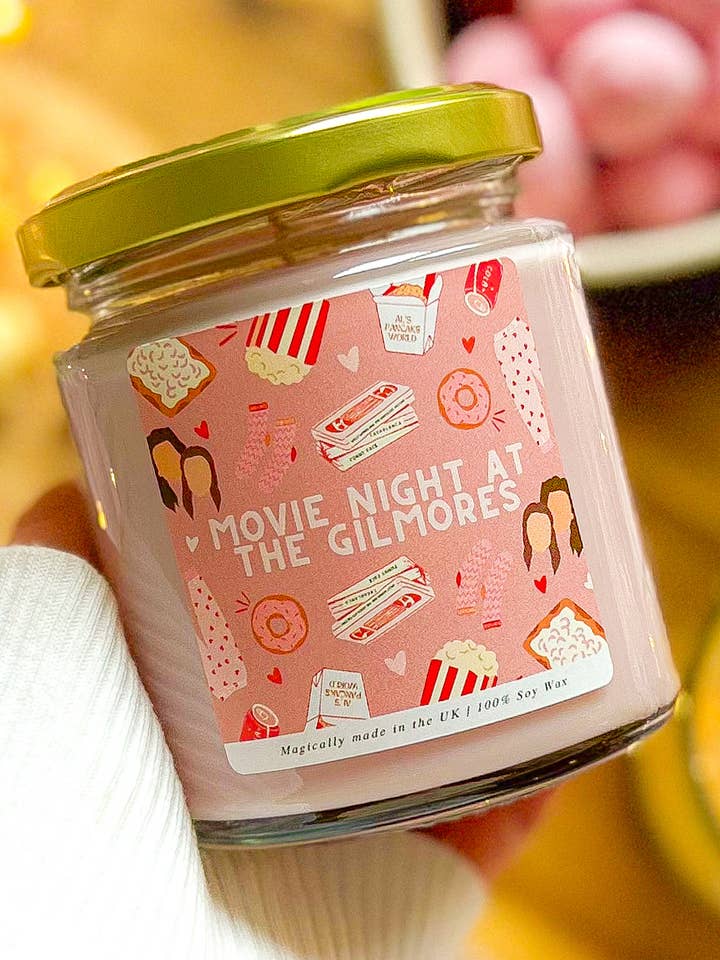Movie night with the Gilmores Inspired Candle for wholesale by Walts Waxes