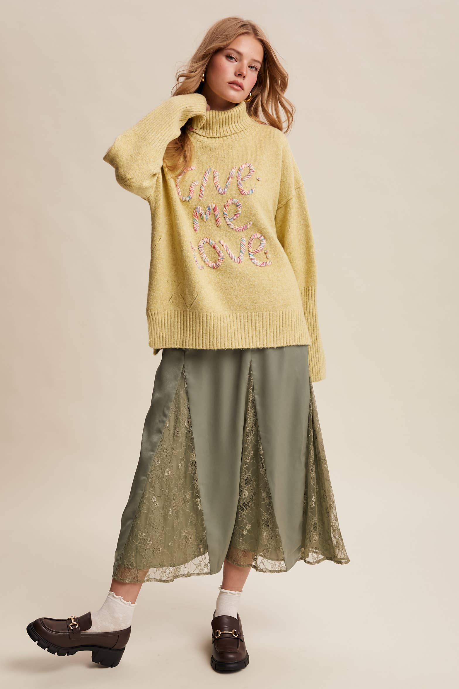 Listicle – wholesale Skirt – Women’s – Lace Inset Satin Midi Skirt LSK027221