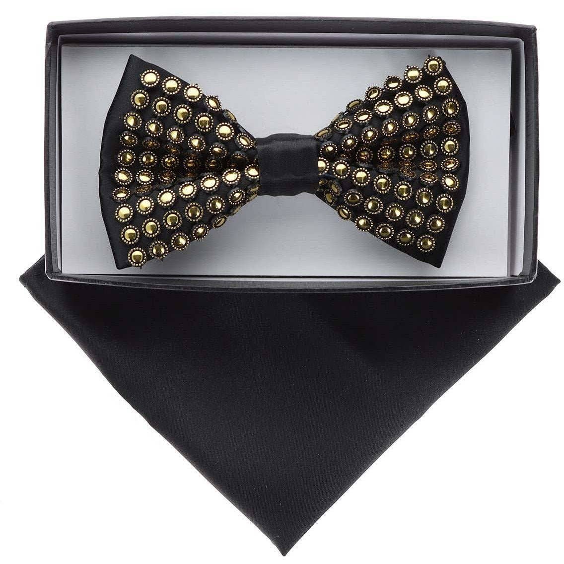 Dubal Brothers - Wholesale Bow Tie - Men's - VITTORIO FARINA Rhinestone Bowtie & Pocket Square by Classy Cufflinks1