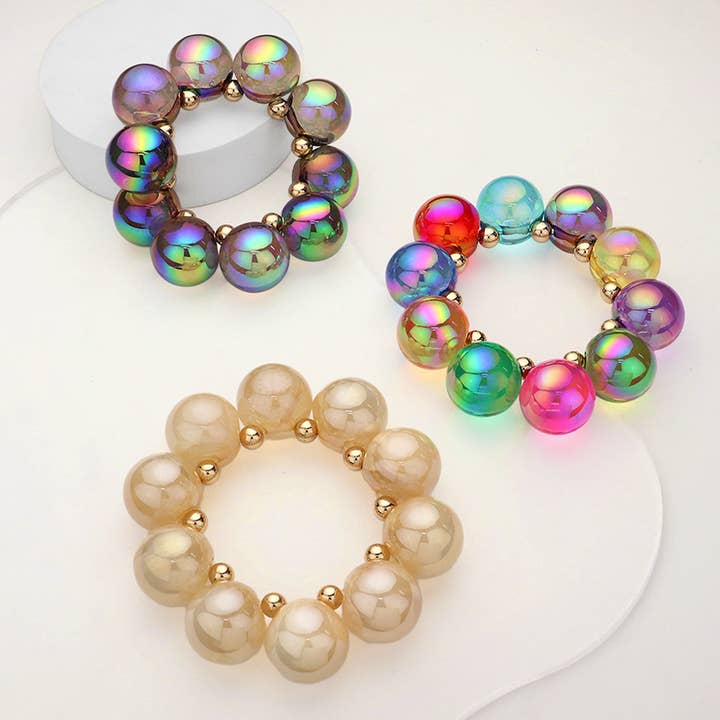 Chunky Iridescent Ball Beaded Bracelet for wholesale by Sensibling Corp.