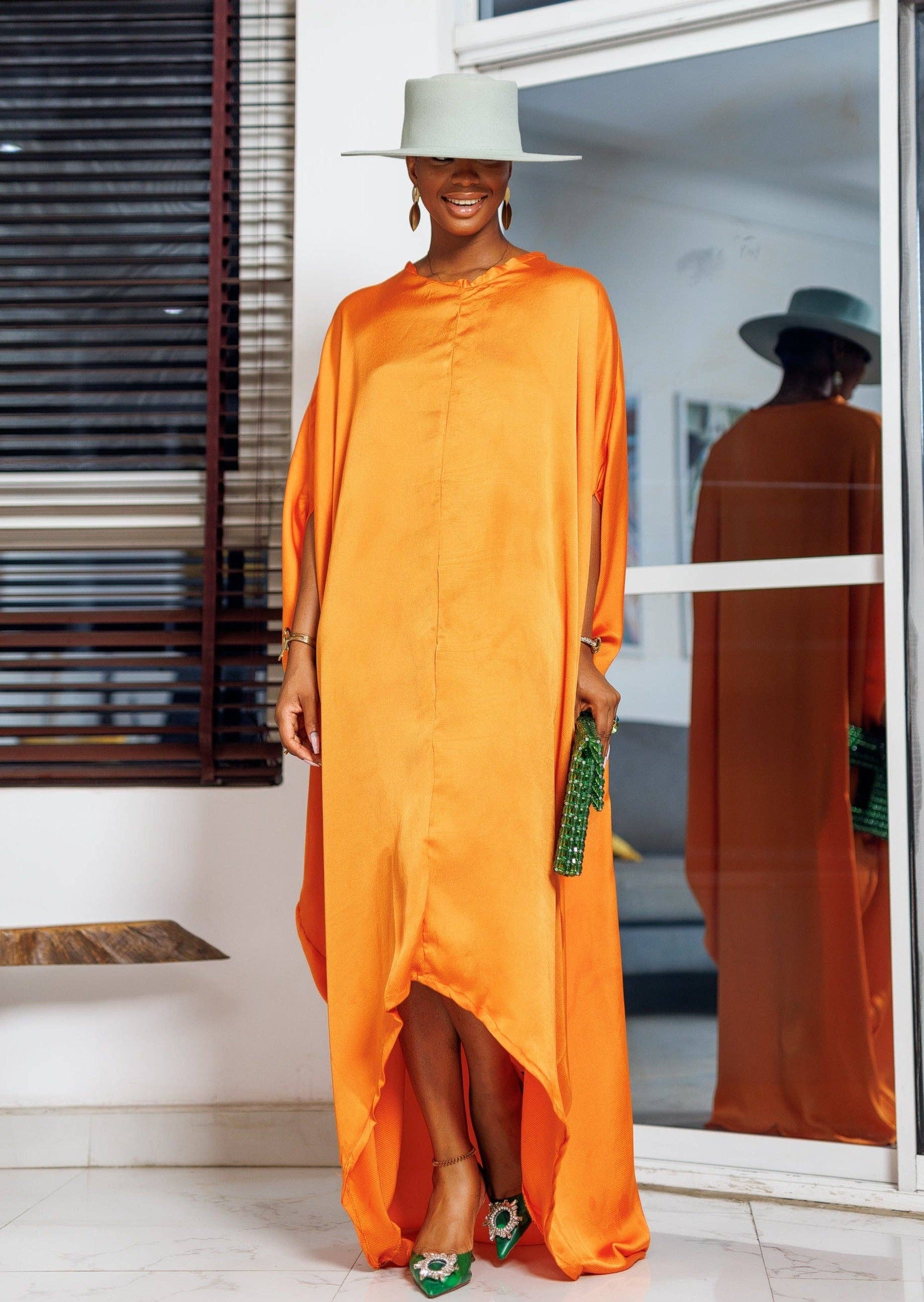 DUA MENKA – Großhandel Kaftan – Damen – Idemili Kaftan - elegantes Maxikleid in Orange1