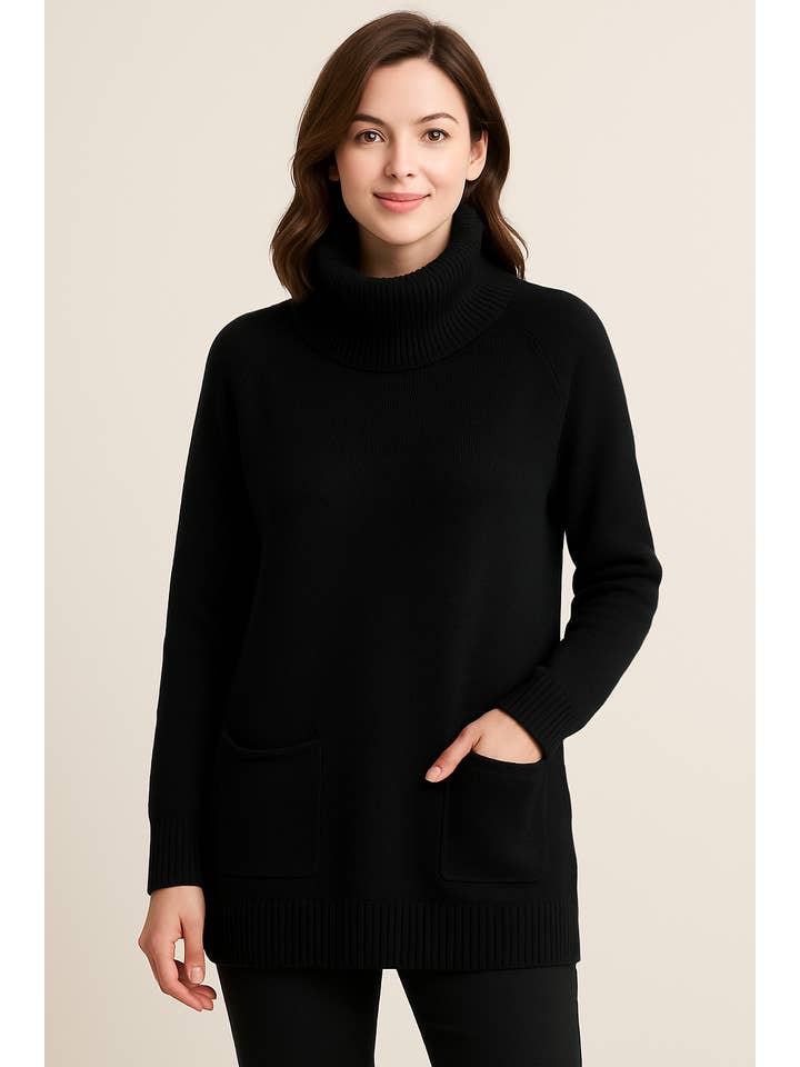 Lucy Sparks - Wholesale Knit Sweater - Women's - SOFT KNIT CLASSIC STYLE JUMPER WITH ROLL NECK AND POCKETS ON3