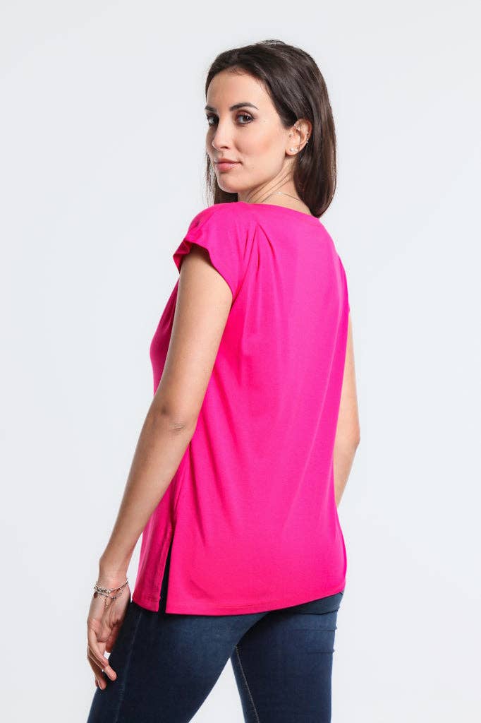 TINA Stephens Italy/Tees By Tina – Top de malha - Mulher por atacado – Kailyn Luxe - Chá de Fenda Lateral com Fenda Lateral (BSS221)19