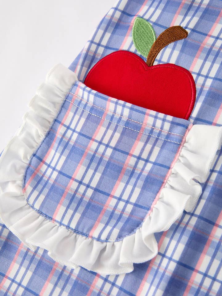 Rylee Faith Designs - Wholesale Dress - Kids - BACK TO SCHOOL Pocket Applique Check Girls Dress