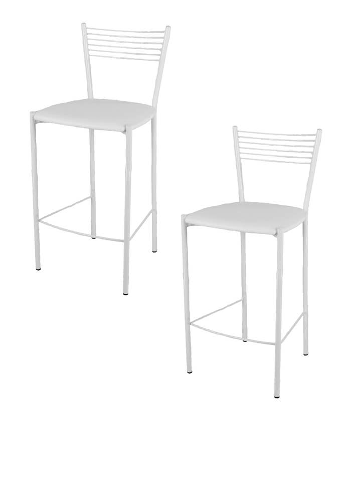 Banquetas Elegance em aço branco com assento estofado em couro sintético branco por atacado de Tommychairs
