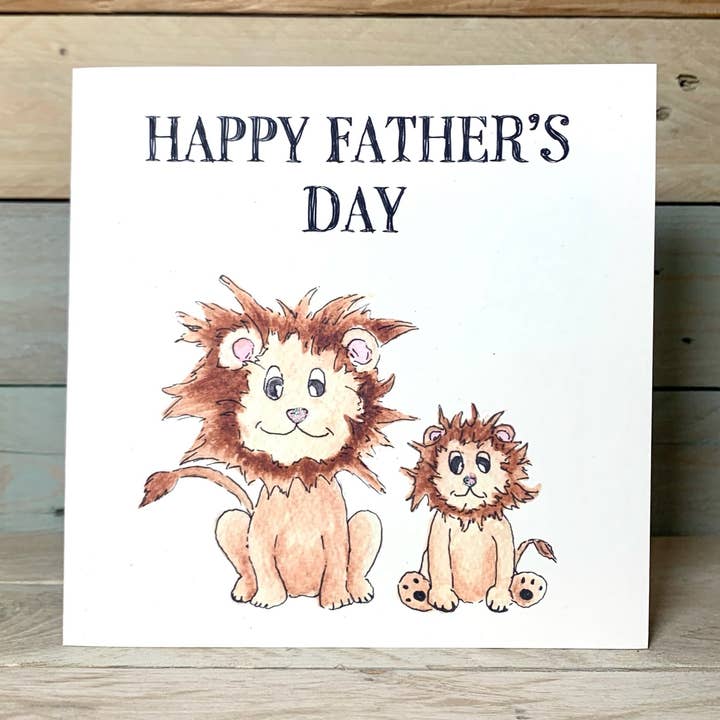 Cute Lions Father's Day Card for wholesale by Arty Bee Designs