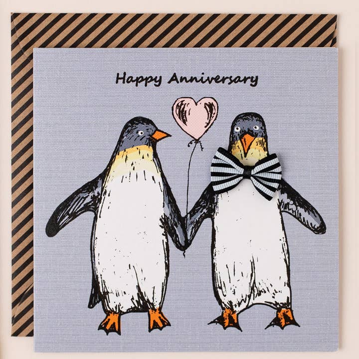 Apple & Clover – wholesale Anniversary card – Anniversary Penguins