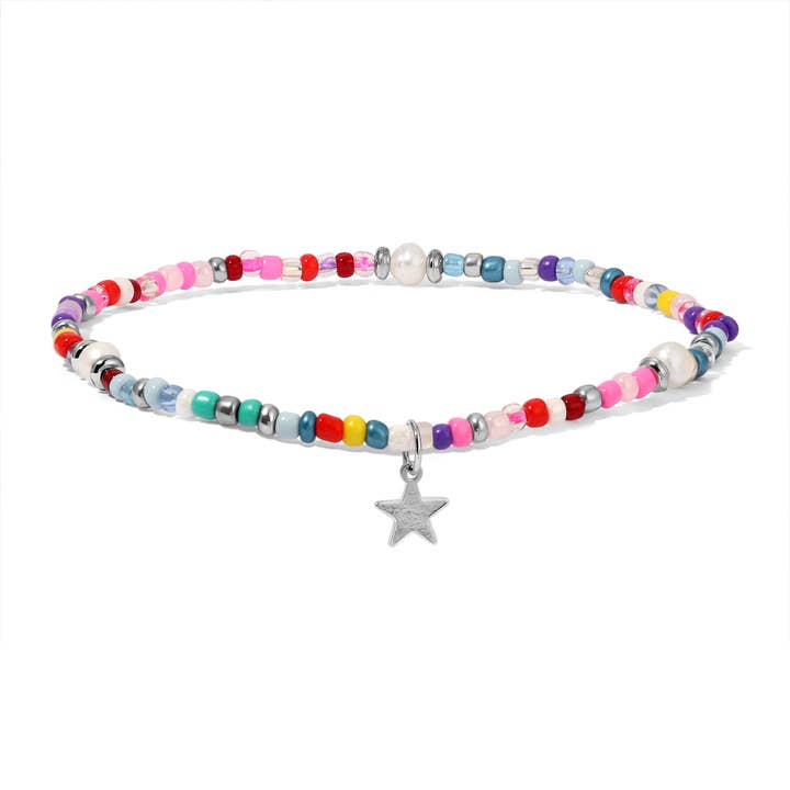 Ankle Bracelet | Multi-colored Seed Beads and Pearls for wholesale by My Fun Colors