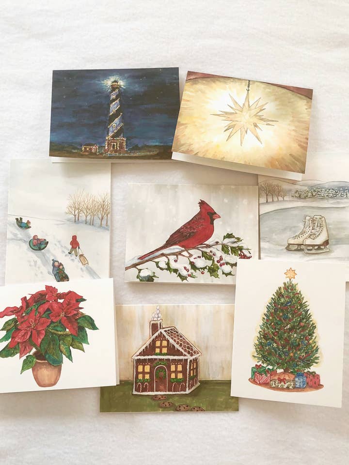 Christmas notecard set, stationery, Christmas cards for wholesale by Faith and Franklin