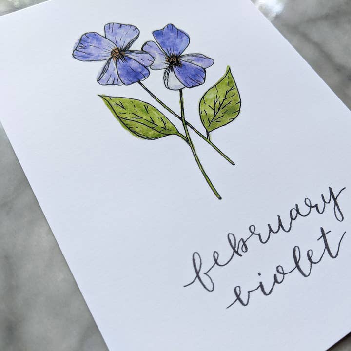 Kallos Ink – wholesale Art print – Birth Month Flower Print: February, the Violet3