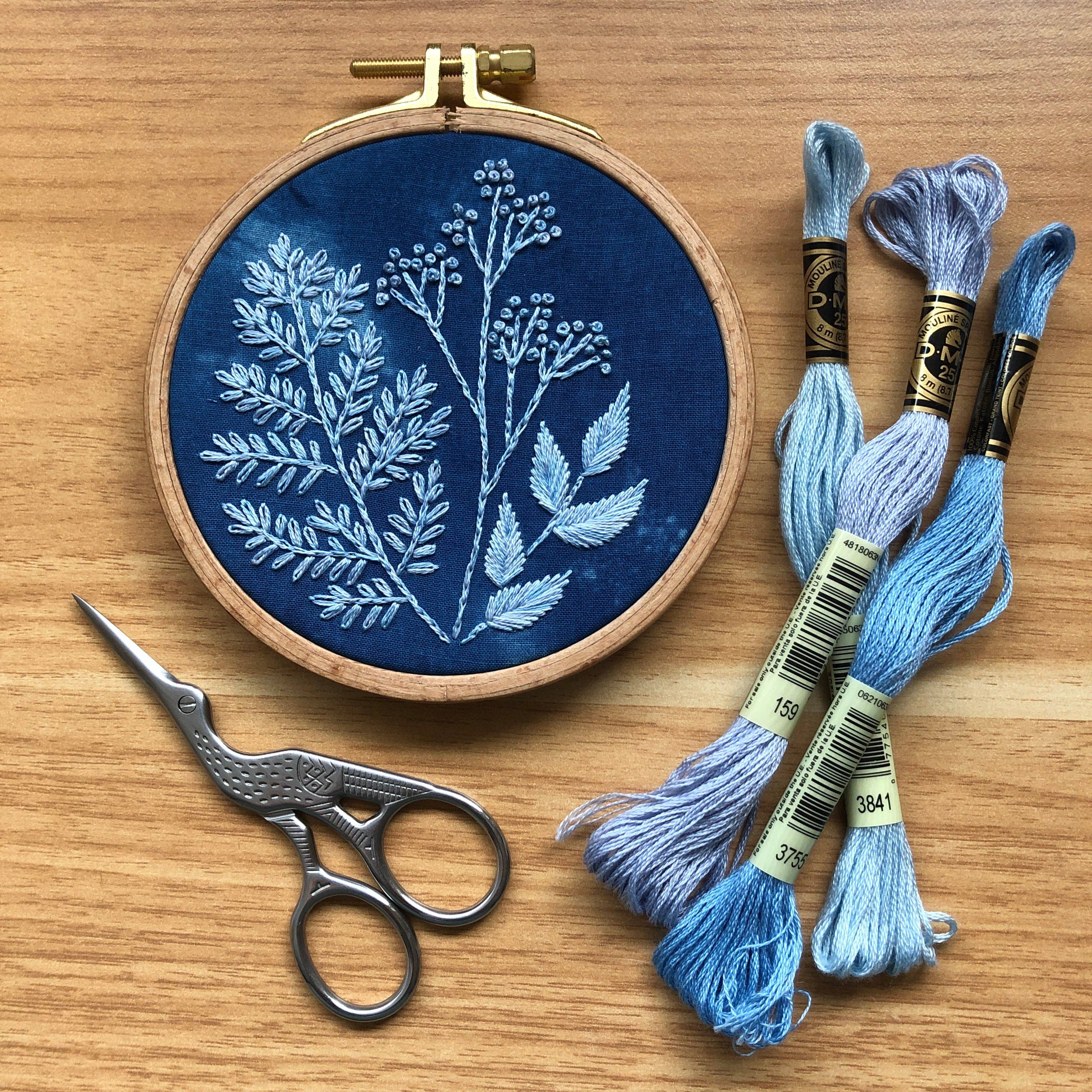 MCreativeJ - Wholesale Embroidery/Cross Stitch Supplies - Cyanotype Botanicals - Botanical Embroidery Kit for Beginners7