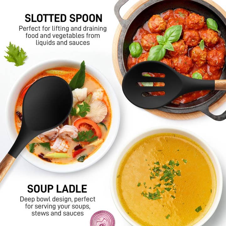 Zulay Kitchen - Wholesale Kitchen Utensil Set - 5-Piece Silicone Utensils Set with Wooden Handles31