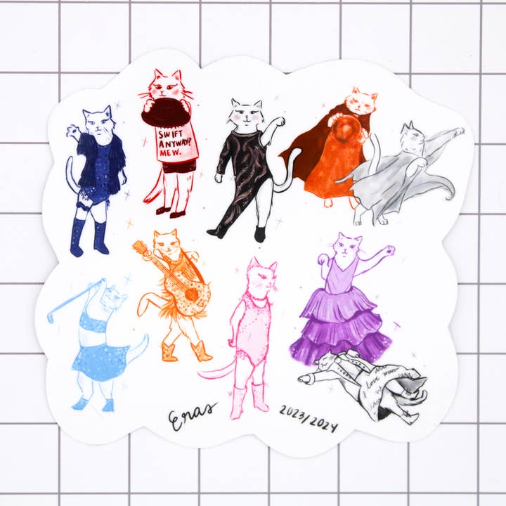 Autocolante Vinil Gatos Eras por atacado de Amy Hartelust Art and Illustration