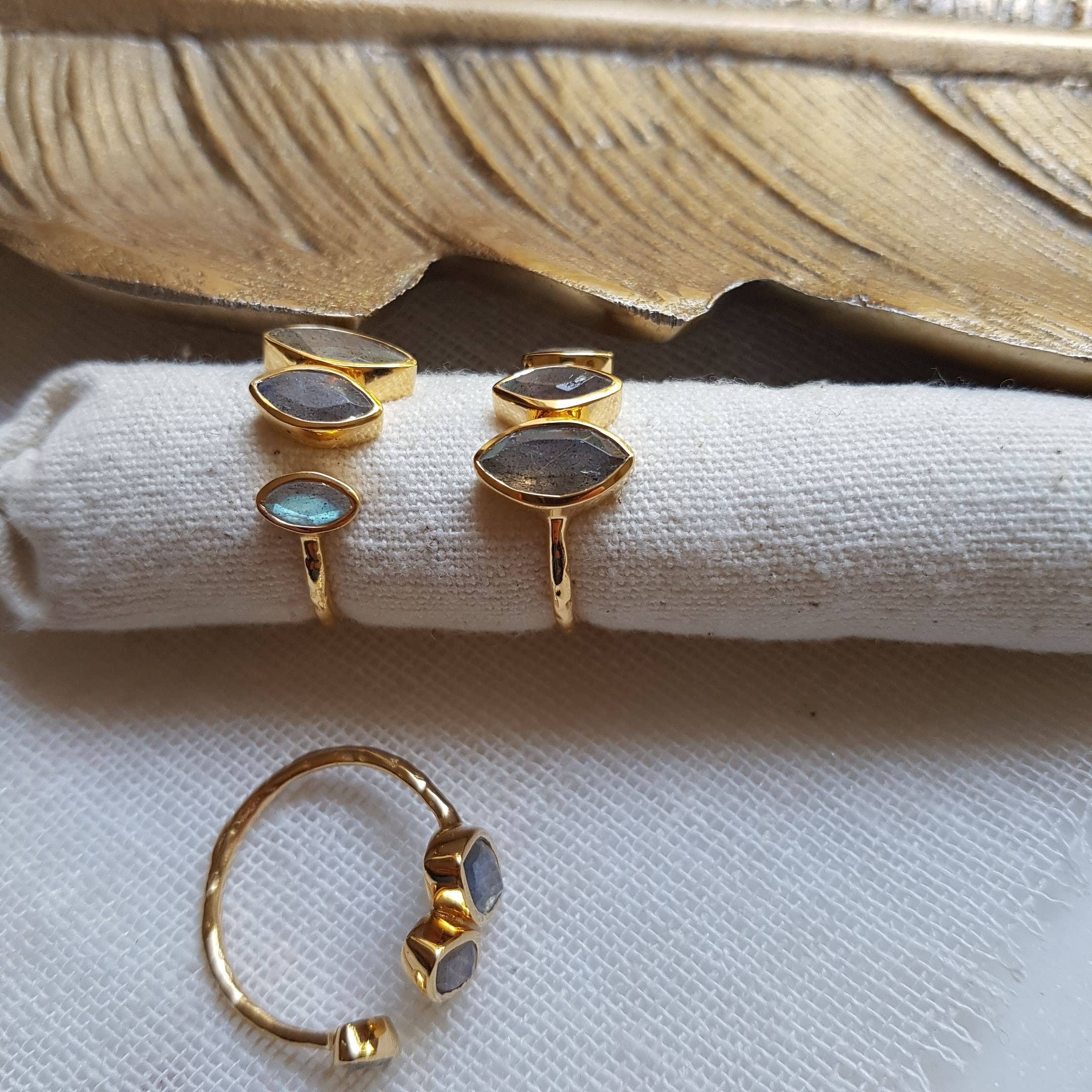 GINANDGER – Anel de pedra única/solitário por atacado – Anel ajustável com pedras à escolha - Dina4