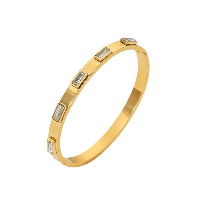 Savvy Bling - Wholesale Bangle Bracelet - Cz Zircon Gold Bangle Bracelet Waterproof2
