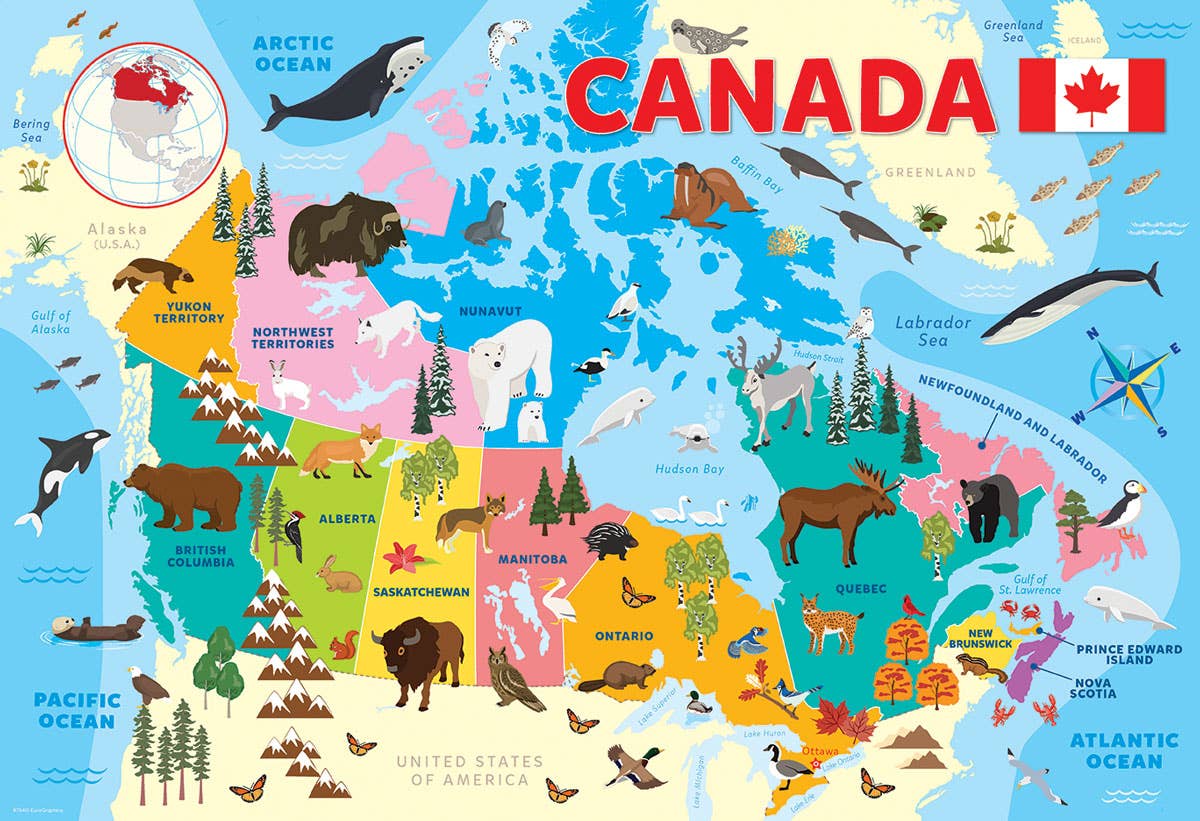 Eurographics Puzzles Canada - Vente Puzzle – enfant - Carte du Canada1
