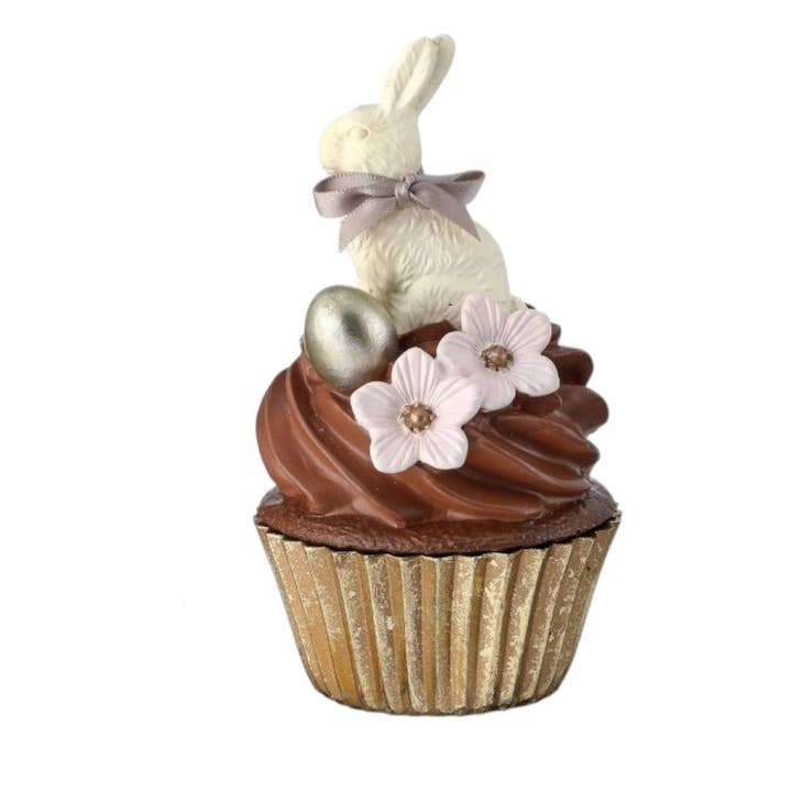 6" White Chocolate Bunny Cupcake Decor – Easter & Spring Display for wholesale by RC Home Decor