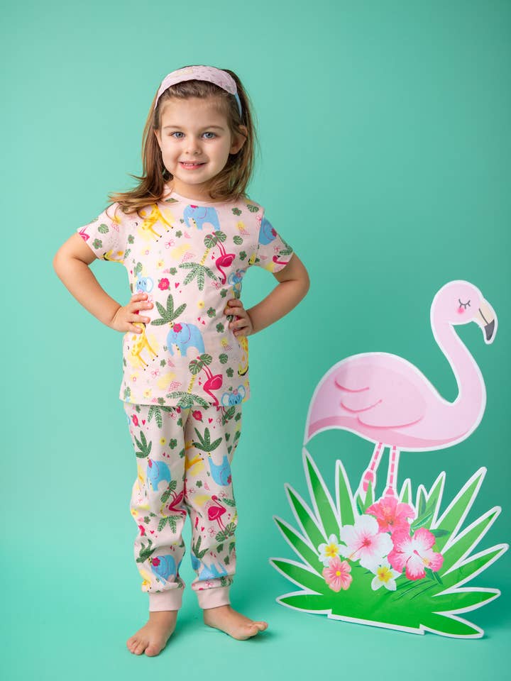 ROSA Conjunto de pijama rosa flamenco para niña de venta al por mayor en Faire