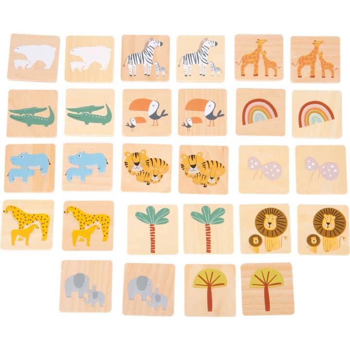 Hauck Toys - Wholesale Wood Toy - Kids - Small Foot Wooden Toys Safari Themed Memory Game