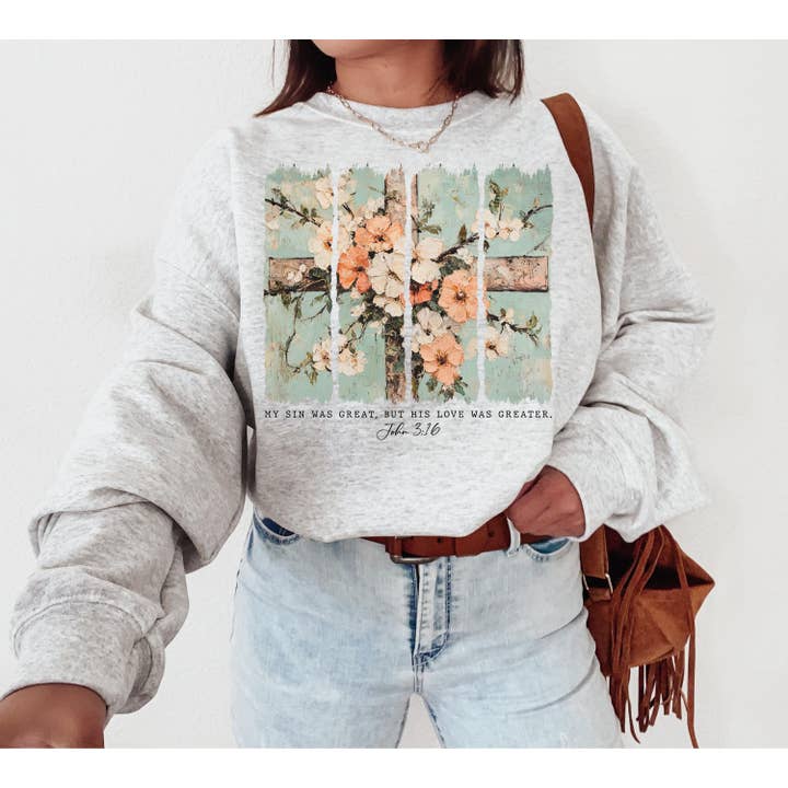 NVC Ecommerce LLC - Wholesale Graphic Sweatshirt - Women's - Jesus is the Light T-Shirt, Floral Christian Sweatshirt