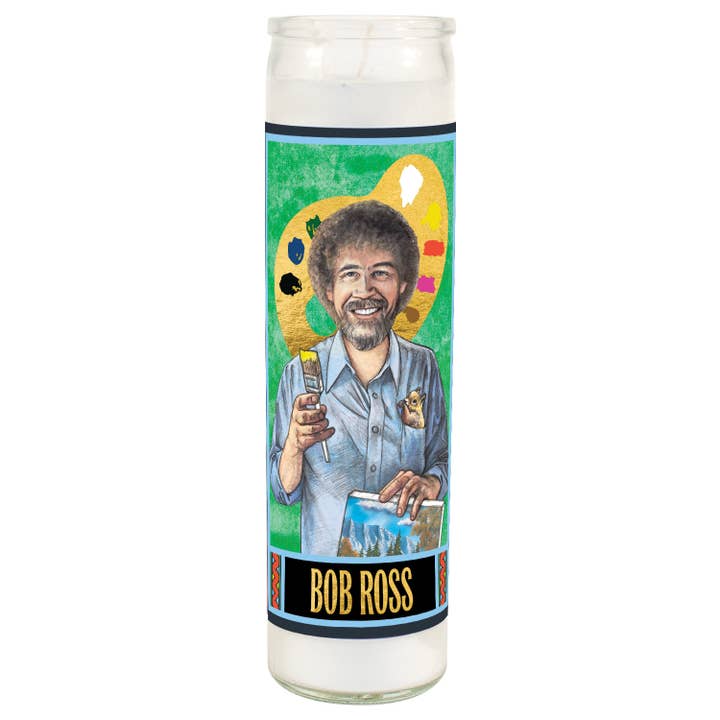 Unemployed Philosophers Guild - Wholesale Jar/Filled Candle - Bob Ross Secular Saint Candle