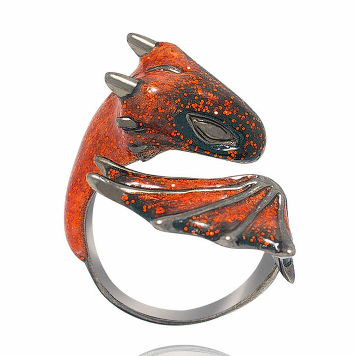 Drachenring aus schwarzem Granat für den Großhandel von MONVATOO London