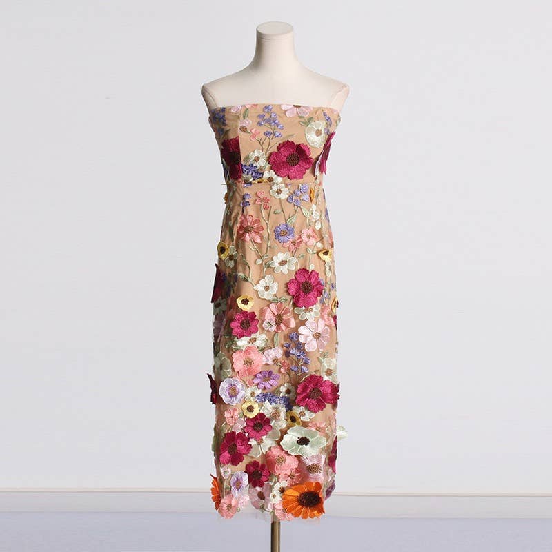 Productseeker - Venta al por mayor Vestido - Mujer - Vestido tubo ajustado con bordado floral9