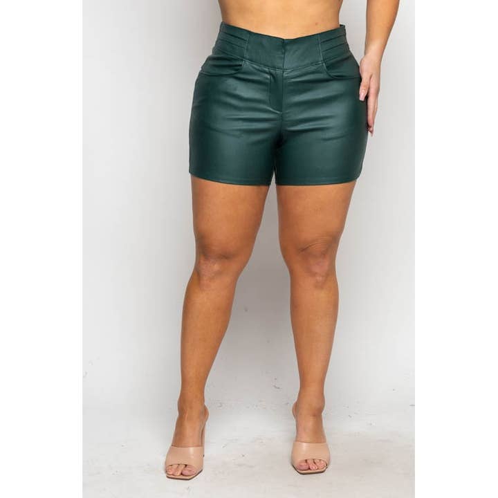 PLUS SIZE PU LEATHER COATED SHORTS for wholesale by Curve Market