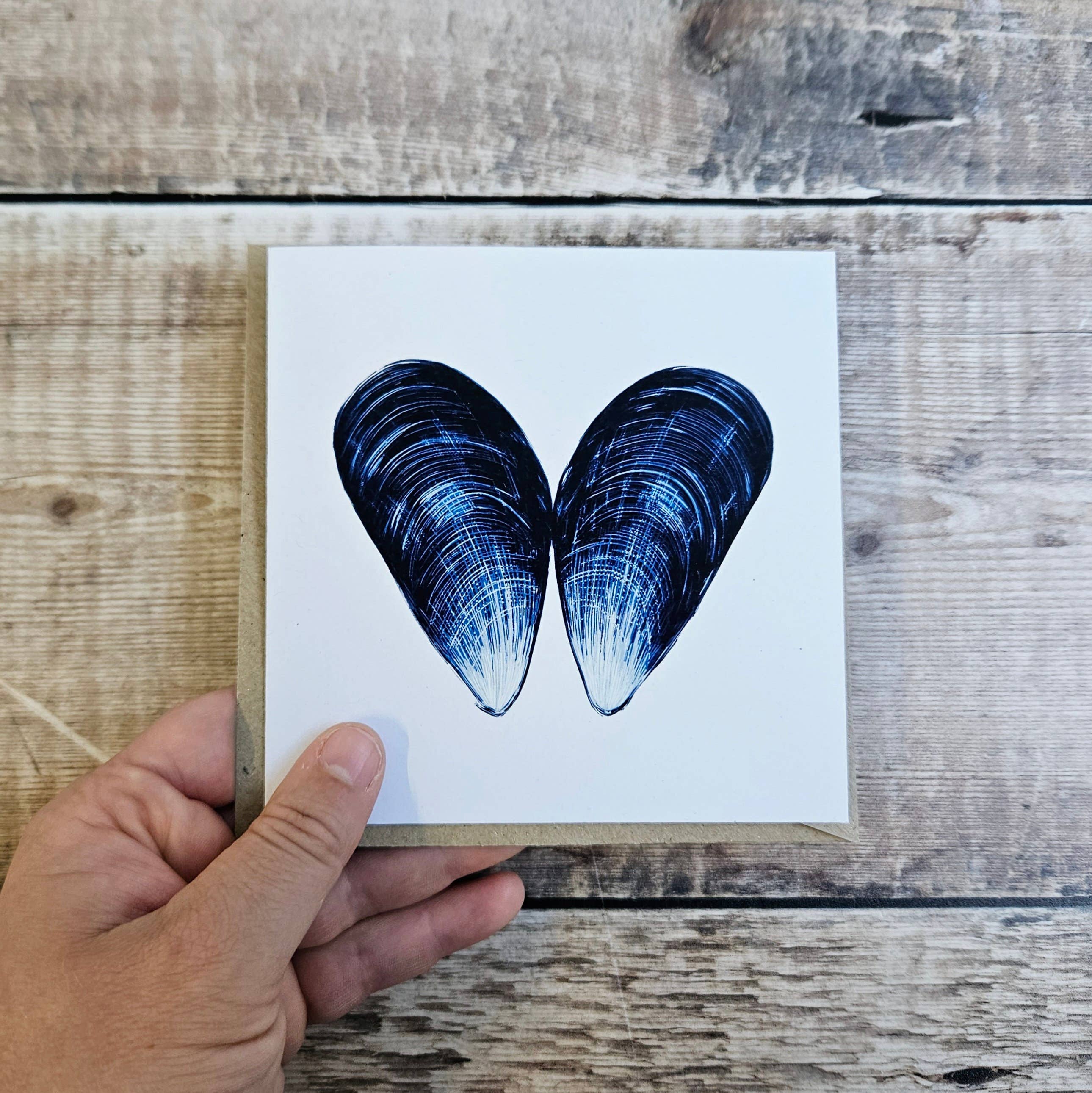 Flotsam Prints - Wholesale Everyday Greeting Card - Mussel Shell Heart - Single Square Greetings Card5